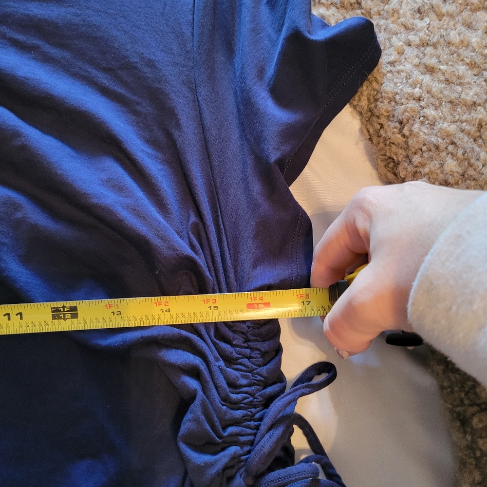 Lands' End New Blue Ruched Dress Size Large - Picture 4 of 11